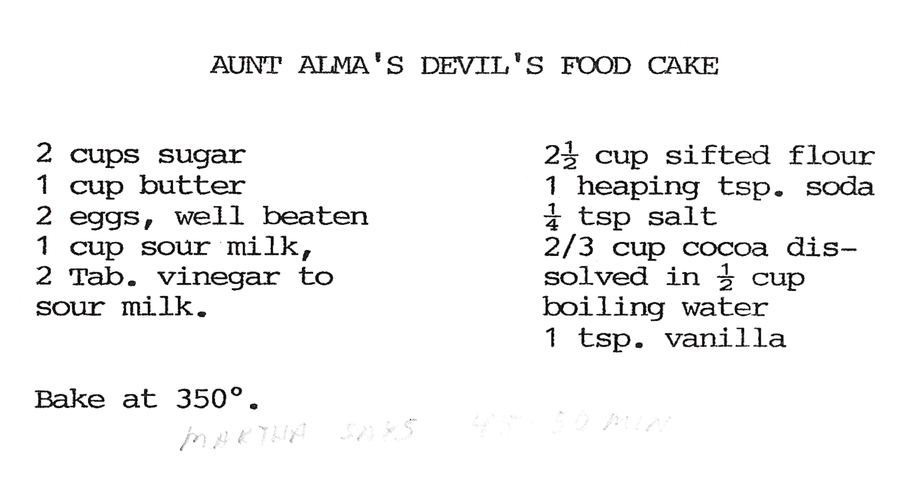 Aunt Almas Devils Food Cake Image